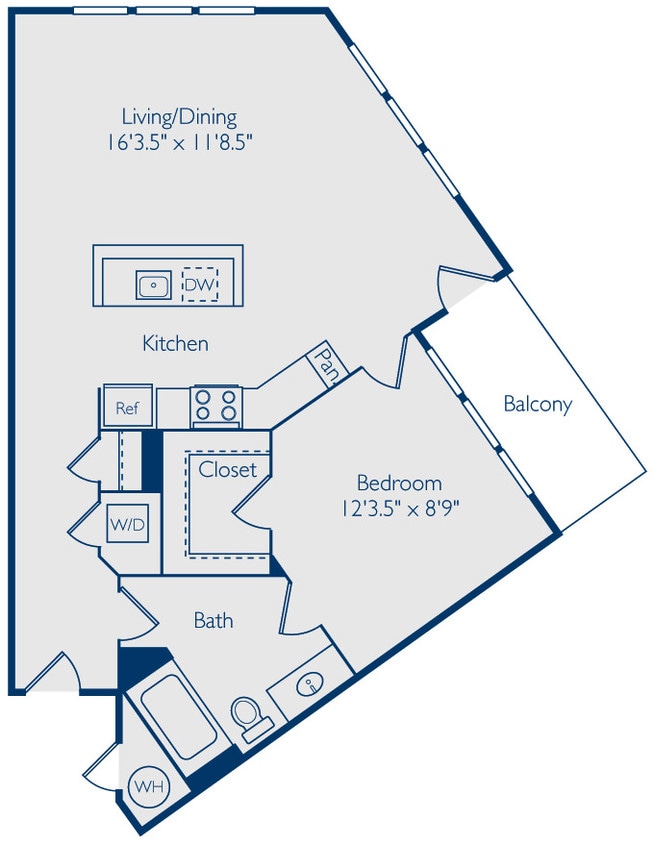Floor Plan - 1 Bed 1 Bath A1Q
