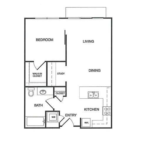 Floor Plan - 1x1 Study 1
