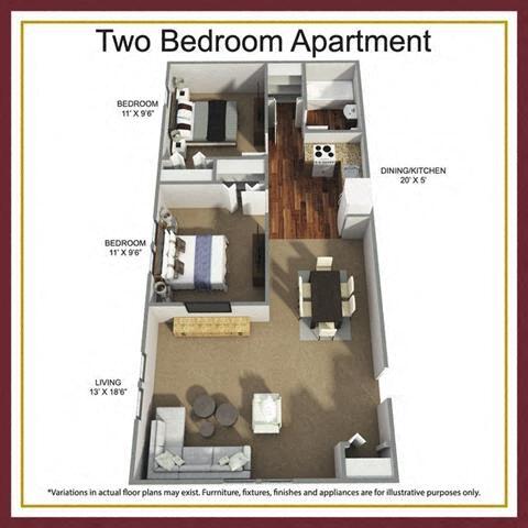 Floor Plan - Two Bedroom Apartment - Alder