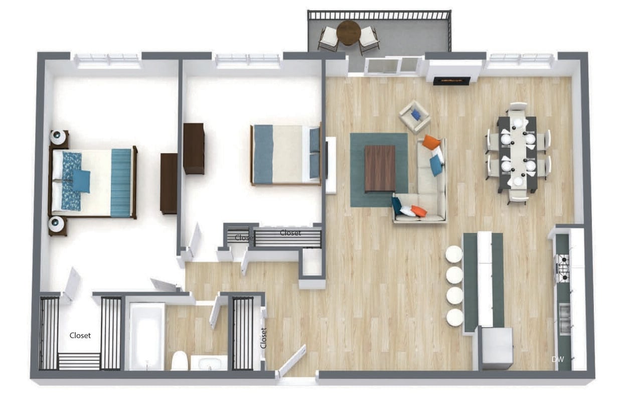 Floor Plan - 2 Bedroom  1 Bath  C Style