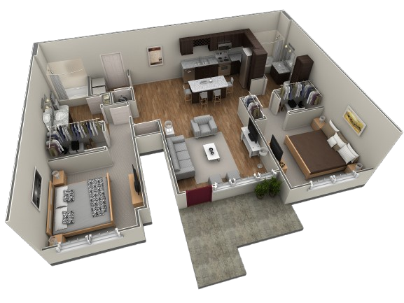 Floor Plan - 2 BR Grand Courtyard