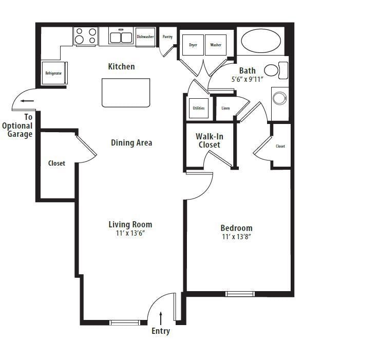 Floor Plan - 1 BR Designer Courtyard
