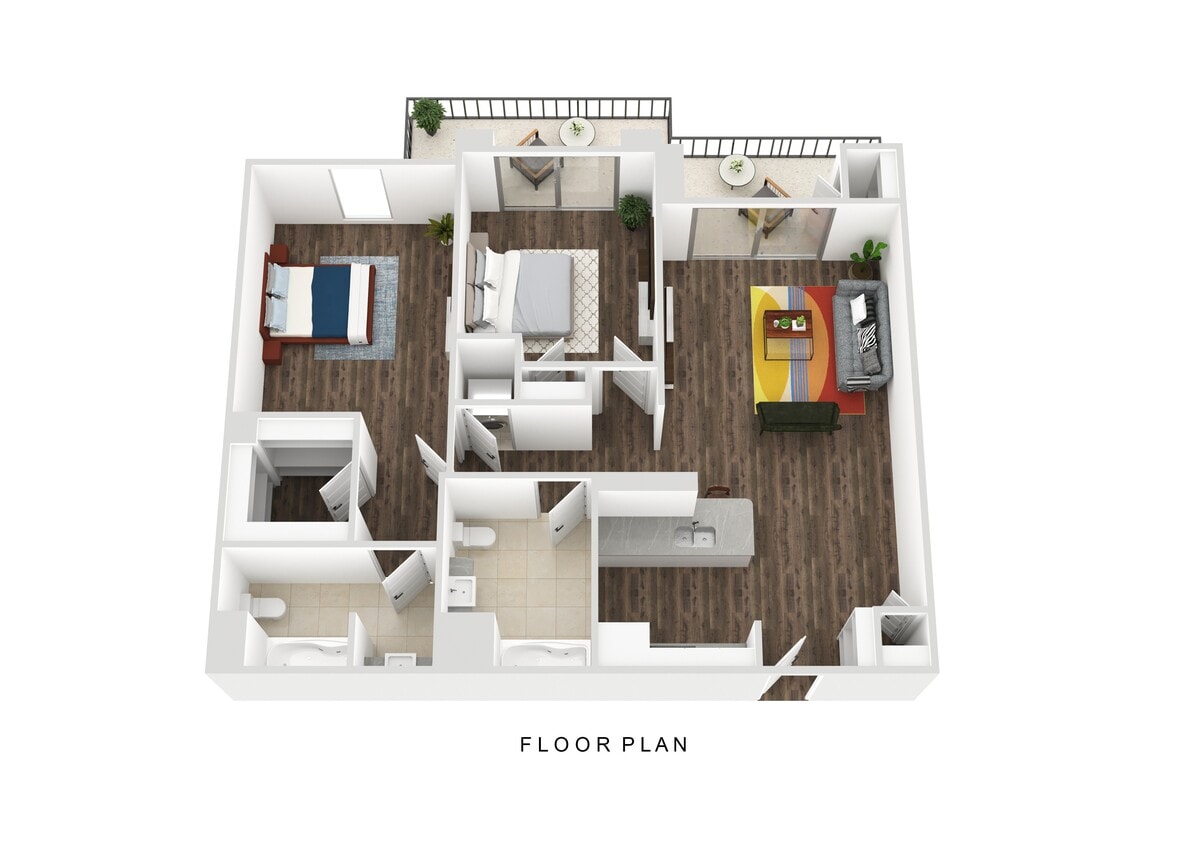 Floor Plan - Two Bedroom Two Bath - Alt