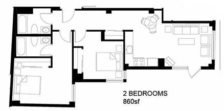 Floor Plan - 2 Bed 2 Bath