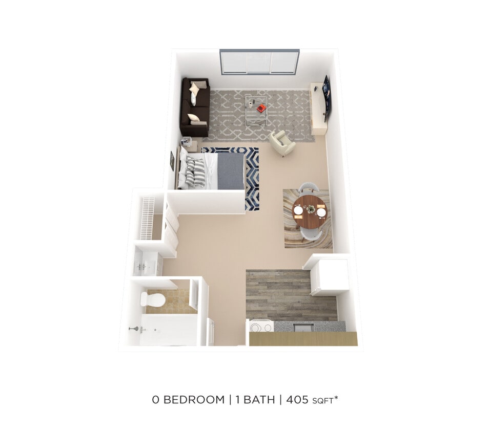 Floor Plan - Studio- 405 sqft