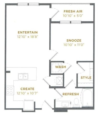One Bedroom Apartment Floor Plan - A1