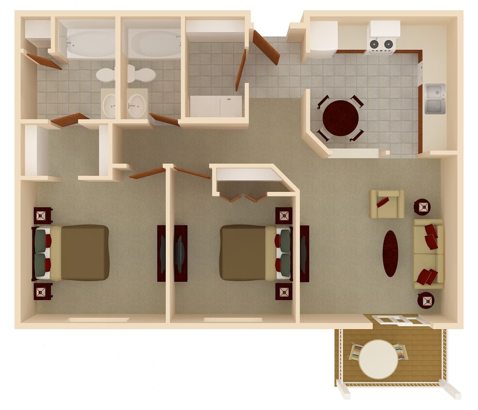 Floor Plan - Furnished | 2 Bedroom 2 Bathroom