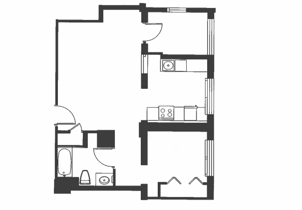 Floor Plan - 1 Bed 1 Bath - A1CC