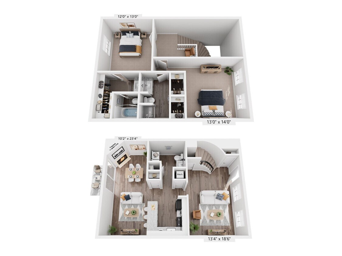 Floor Plan - 2 bed 2.5 bath Townh - Ralston