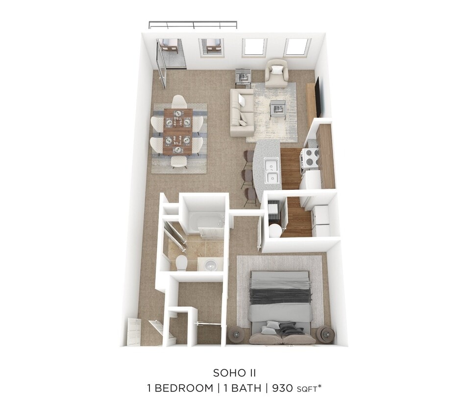 Floor Plan - One Bedroom - Soho II - 930 sqft