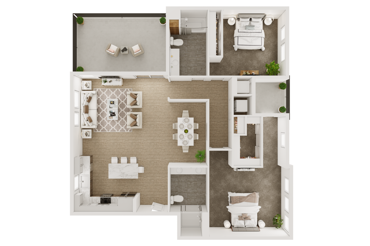 Floor Plan - 2BD, 2BTH B8
