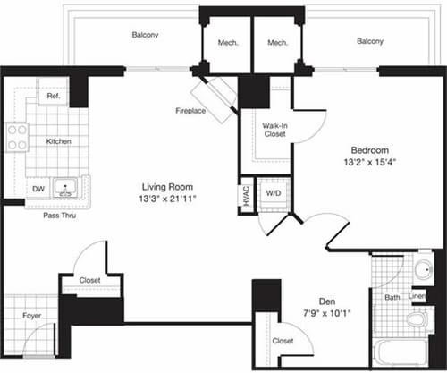 Floor Plan - 1 Bedroom CC