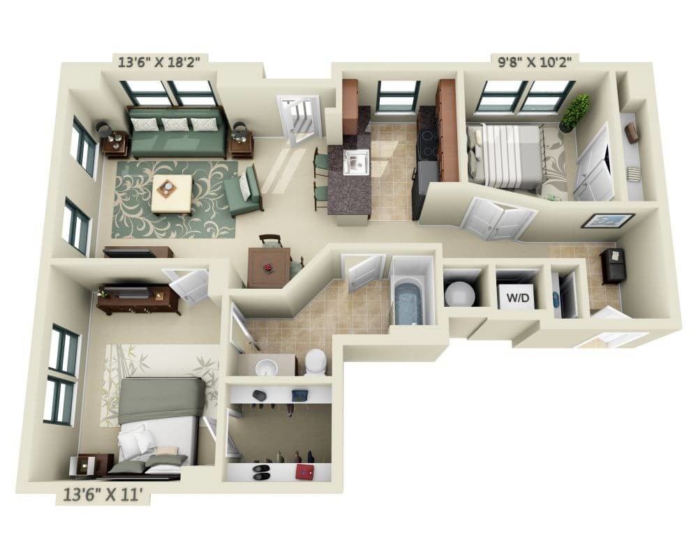 Floor Plan - Two Bedroom B1B