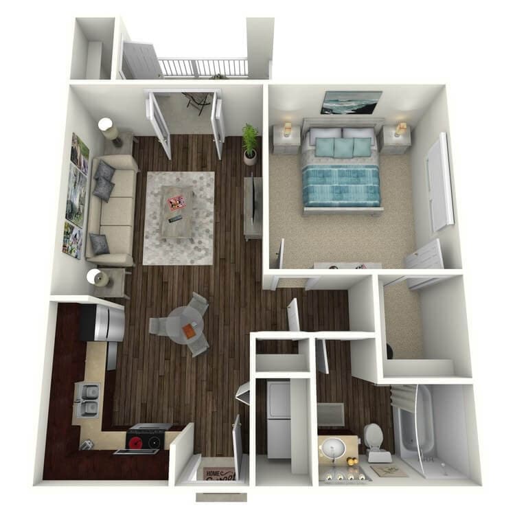 Floor Plan - 1x1 B 658 Sq. Ft. (Arlington B)