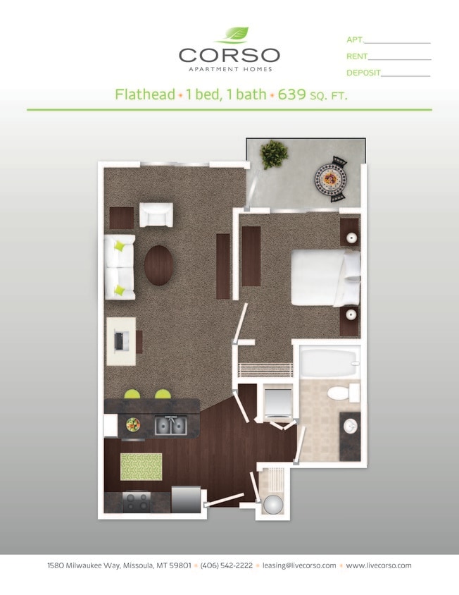 Floor Plan - 1BR x 1BA HA - Jocko
