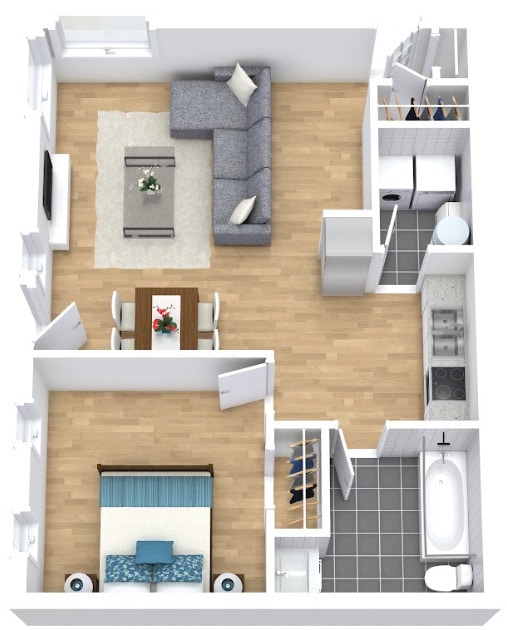 Floor Plan - 128-132 S. Miller 1BR