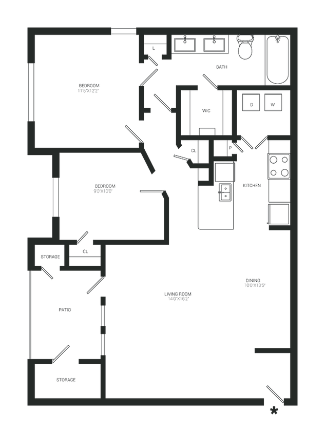Floor Plan - 2x1 - Windward B1P