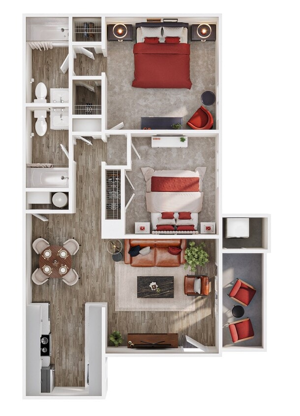 Floor Plan - 2x2 Renovated