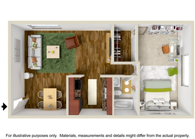 Floor Plan - 1 Bedroom 1 Bath