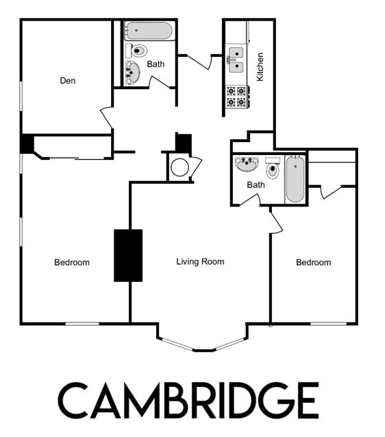 Cambridge Floor Plan - The Blacherne - Cambridge + Den