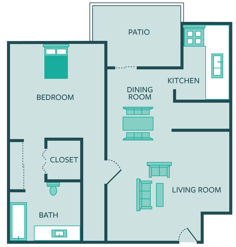 Floor Plan - Executive-1Bed 1Bath