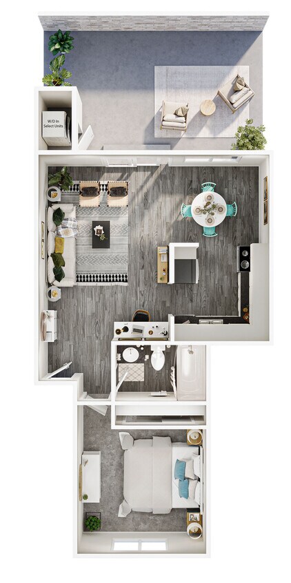 Floor Plan - 1 Bed 1 Bath A - Renovated