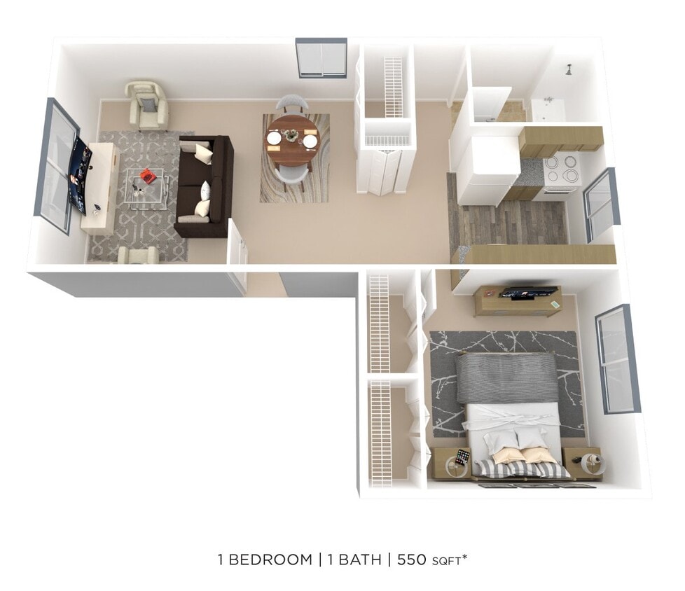 Floor Plan - One Bedroom- 550 sqft