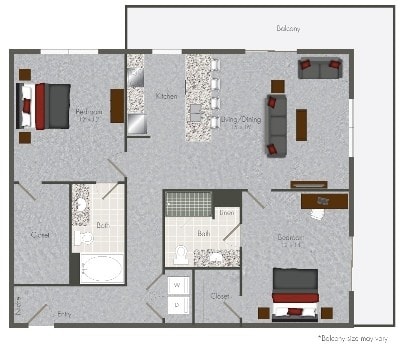 Mid Main Lofts - 2-X3 - 2 Beds - 2 Baths - 1215 Sq. ft. - 2-X3