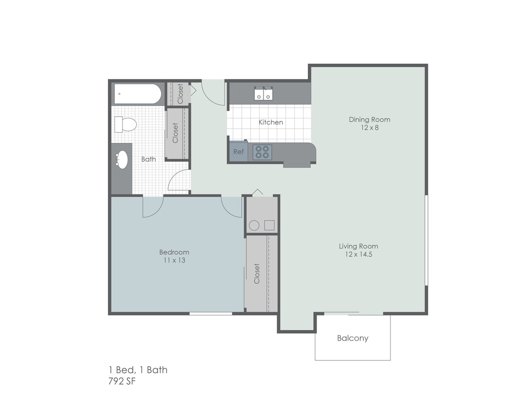 Floor Plan - Signature 1 Bed / 1 Bath