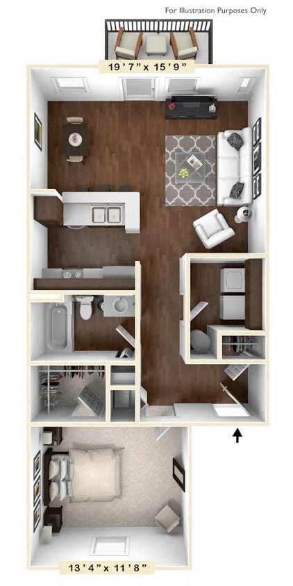 Floor Plan - The Wright 1 BR 1 BA