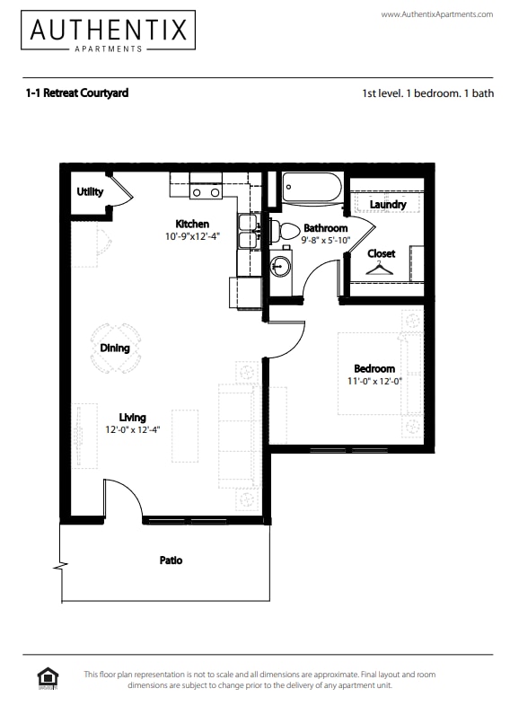 Floor Plan - 1 BR Retreat Courtyard