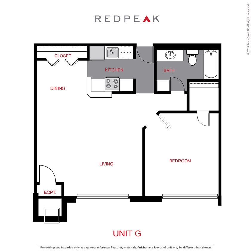 Floor Plan - A4 - 1 Bed / 1 Bath (765 sf)
