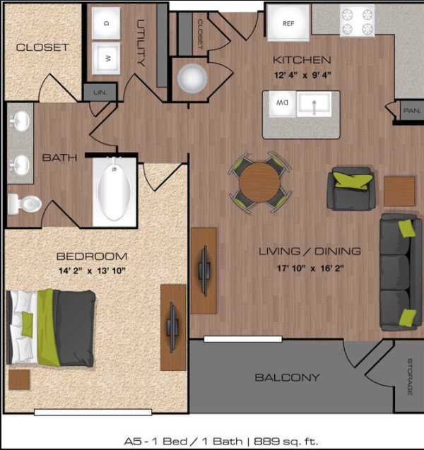 Lakeside Urban Center - A5 - 1 Beds - 1 Baths - 889 Sq. ft. - A5
