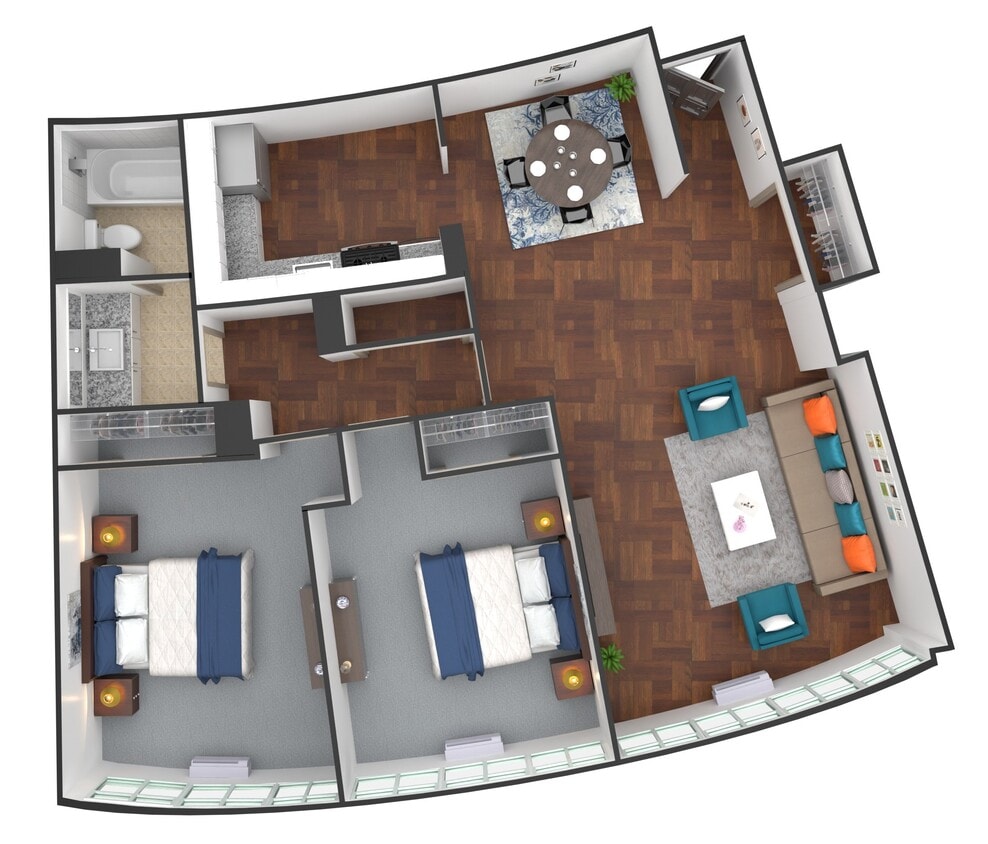Floor Plan - H06 - 2 Bedroom / 1 Bathroom