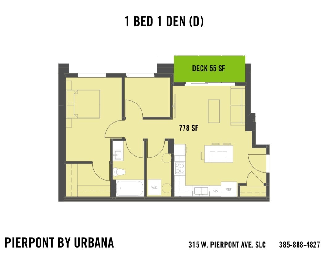 Floor Plan - 1 BED 1 DEN (D)