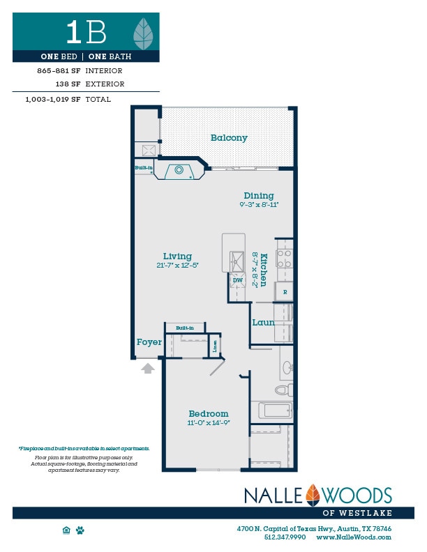 Floor Plan - One Bedroom One Bath - B