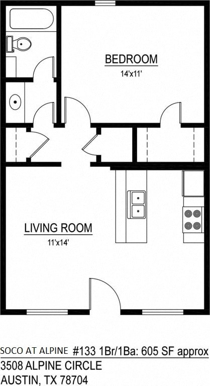 Floor Plan - 1 bedroom 1 bathroom