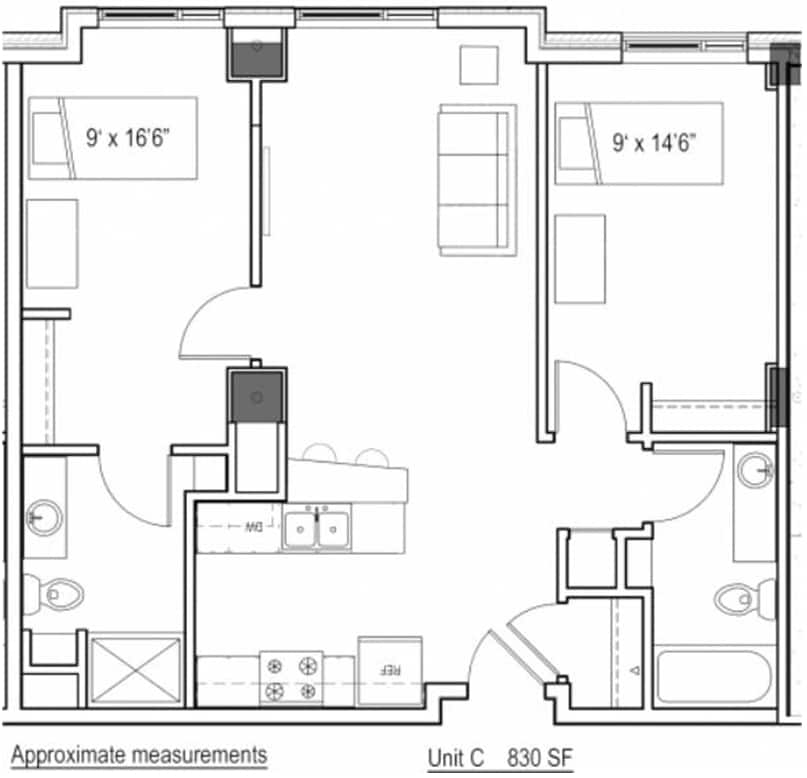 2BR/2BA 830 - Style C
