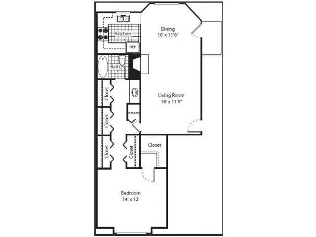 Floor Plan - 1 Bed 1 Bath