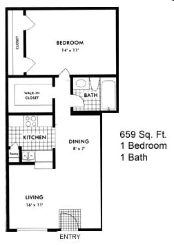 1BR/1BA - 1x1 659 SF