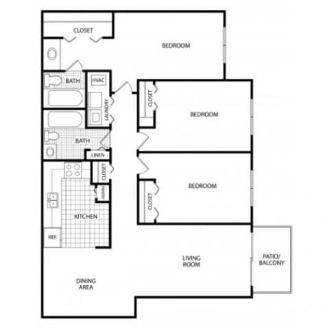 Floor Plan - 3 Bedroom 2 Bathroom