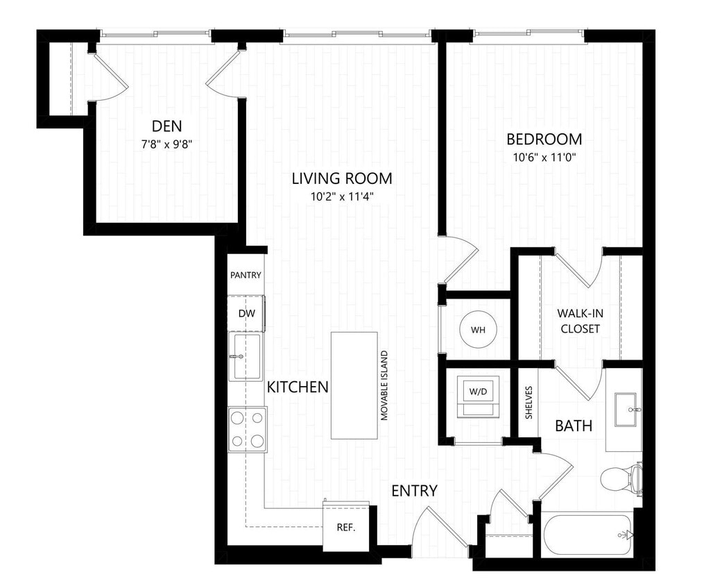 Floor Plan - AD2-1X1 Den