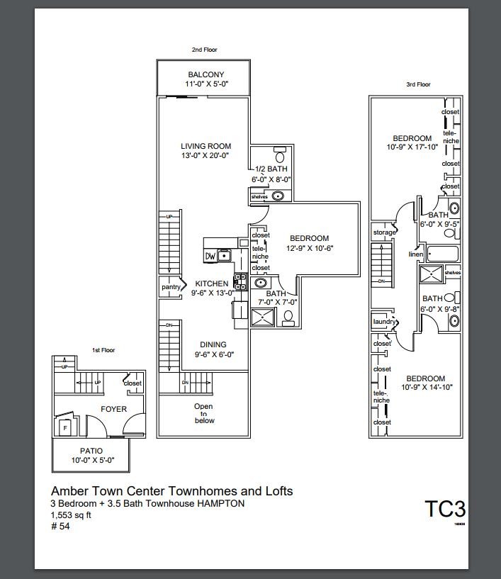 Floor Plan - 3 Bedroom + Den Townhouse