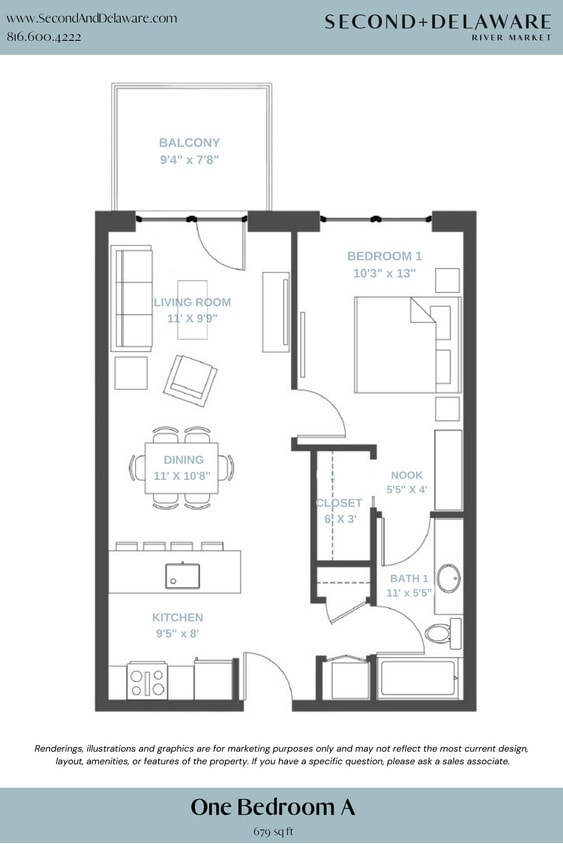 Floor Plan - A-One Bedroom