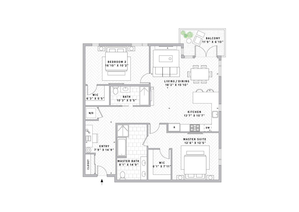Floor Plan - B2 2 Bed