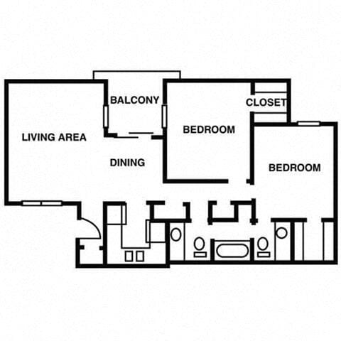 Floor Plan - Two Bed 1.5 Bath