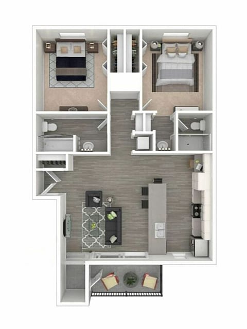 Discover your dream home with this beautifully designed two-bedroom apartment layout. - B1RR
