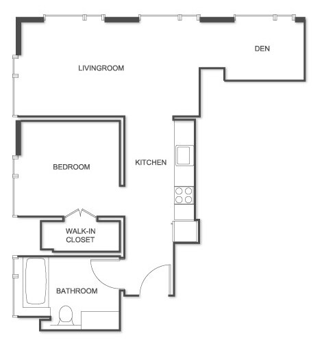 Floor Plan - 1 Bed Den A