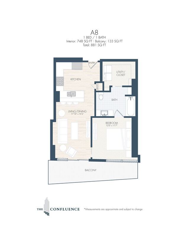 Floor Plan - A8 | Tower 1 Bedroom