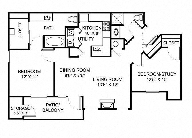 Floor Plan - 2 Bed 2 Bath Renovated